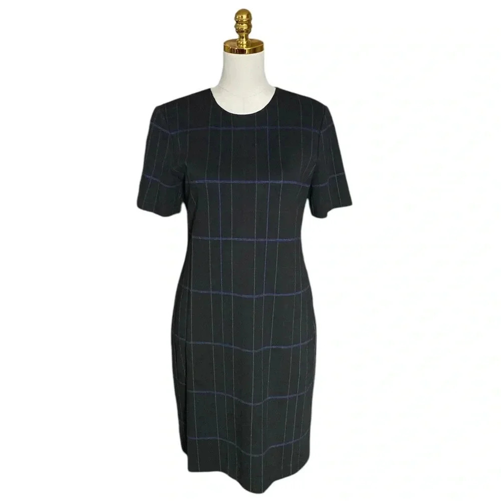 THEORY | Women’s Windowpane Stretch Knit Shift Dress Size 10